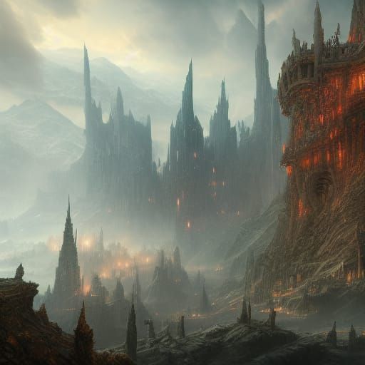 Fantastical Matte Painting in Deep Color, 8K