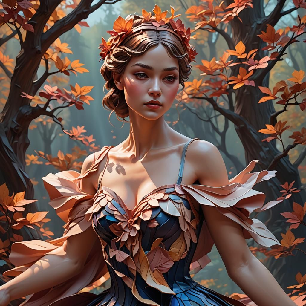 Kirigami Ballerina: 3D Portrait in Art Nouveau Style