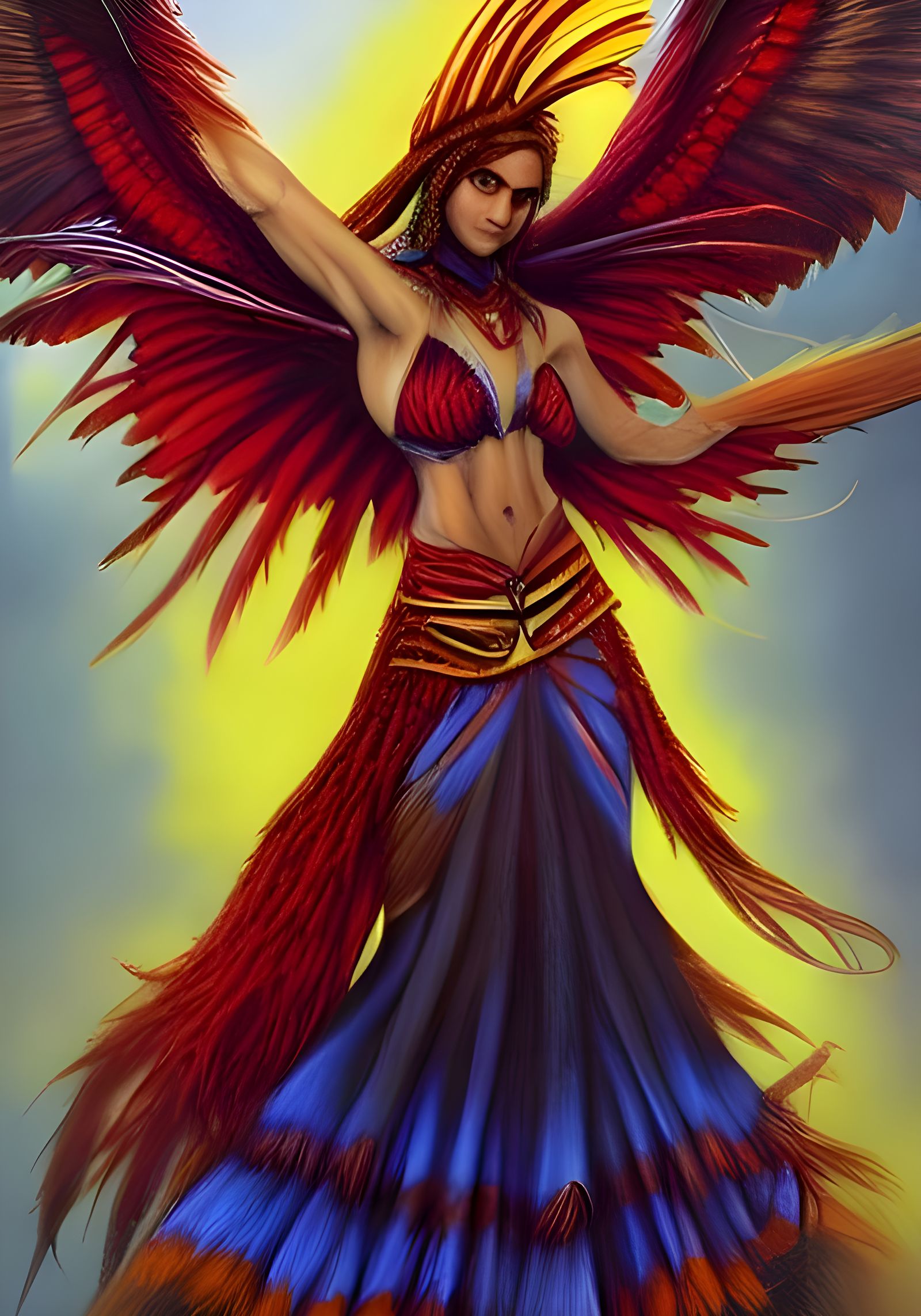 Phoenix Shaman Portrait in Art Nouveau Style