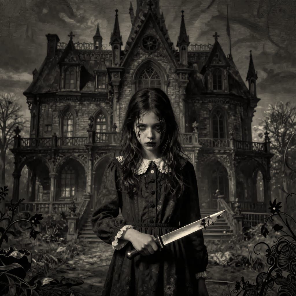 Girl with Bloody Face at Gothic Manor