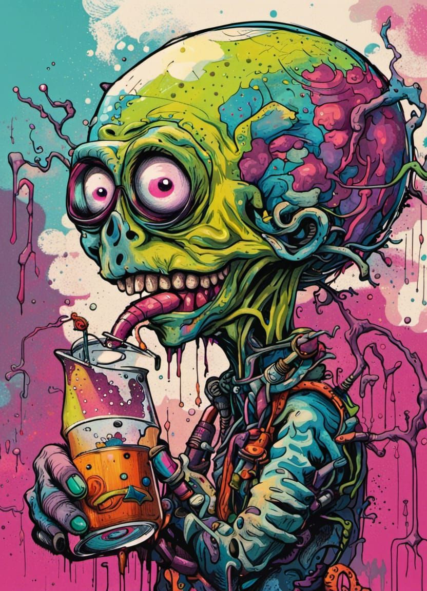 Stoner Aliens Smoking: A Pop Art Concept