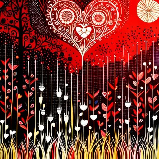 Garden in Forest: Mixed Media Digital Art