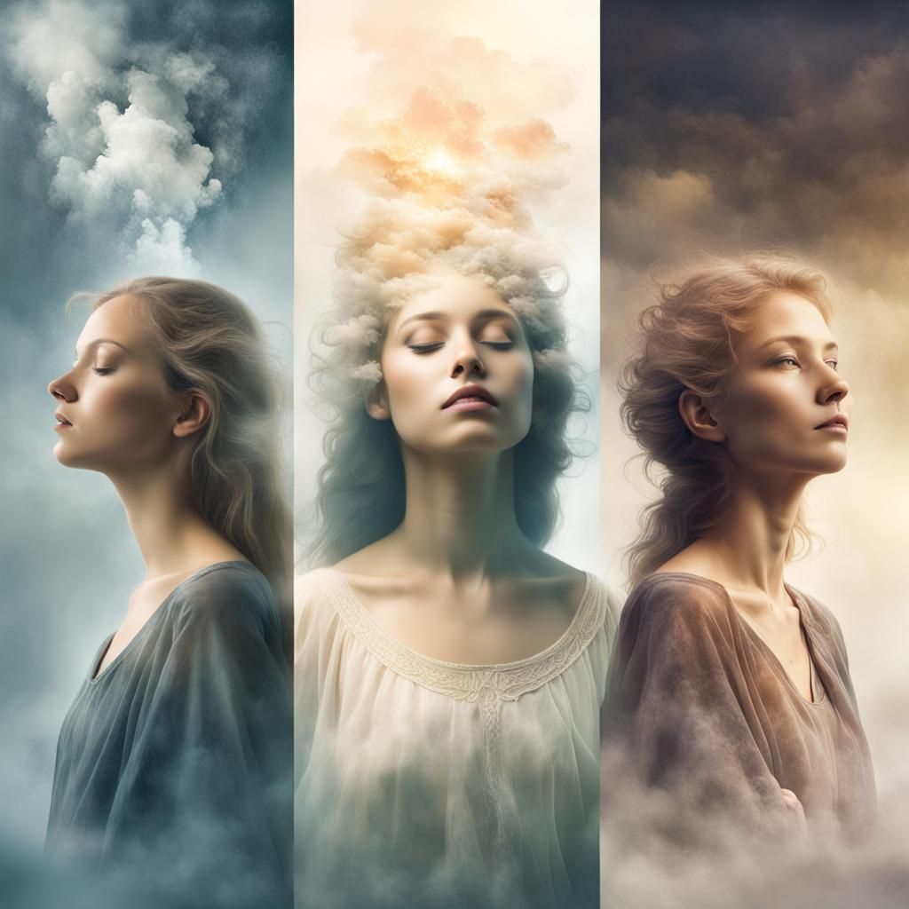 Goddess and Memories in Triple Exposure