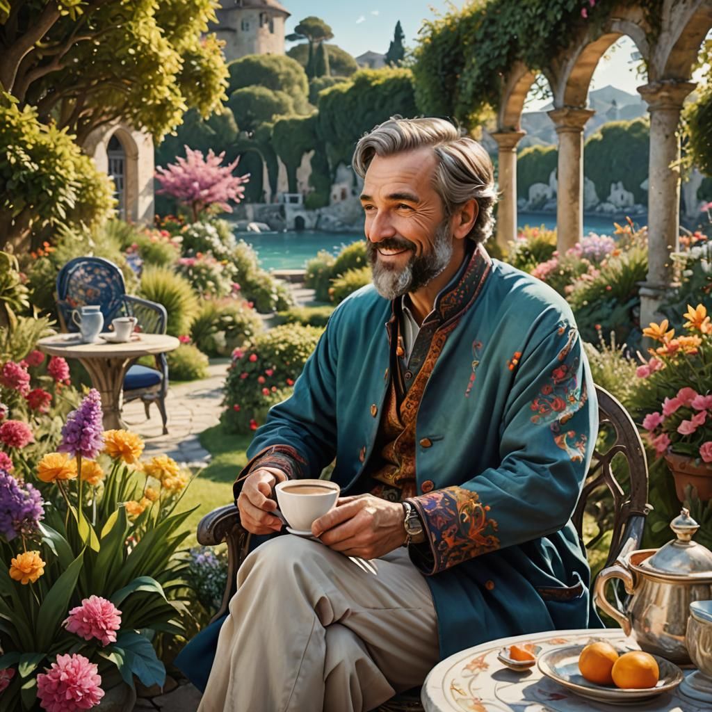 Charming Man in a Picturesque French Garden