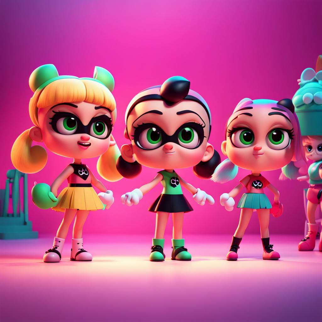 Powerpuff Girls Reimagined as 3D Digital Art
