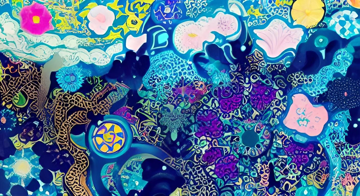 Kaleidoscopic Snake with Gold Filigree in Pop Art Style