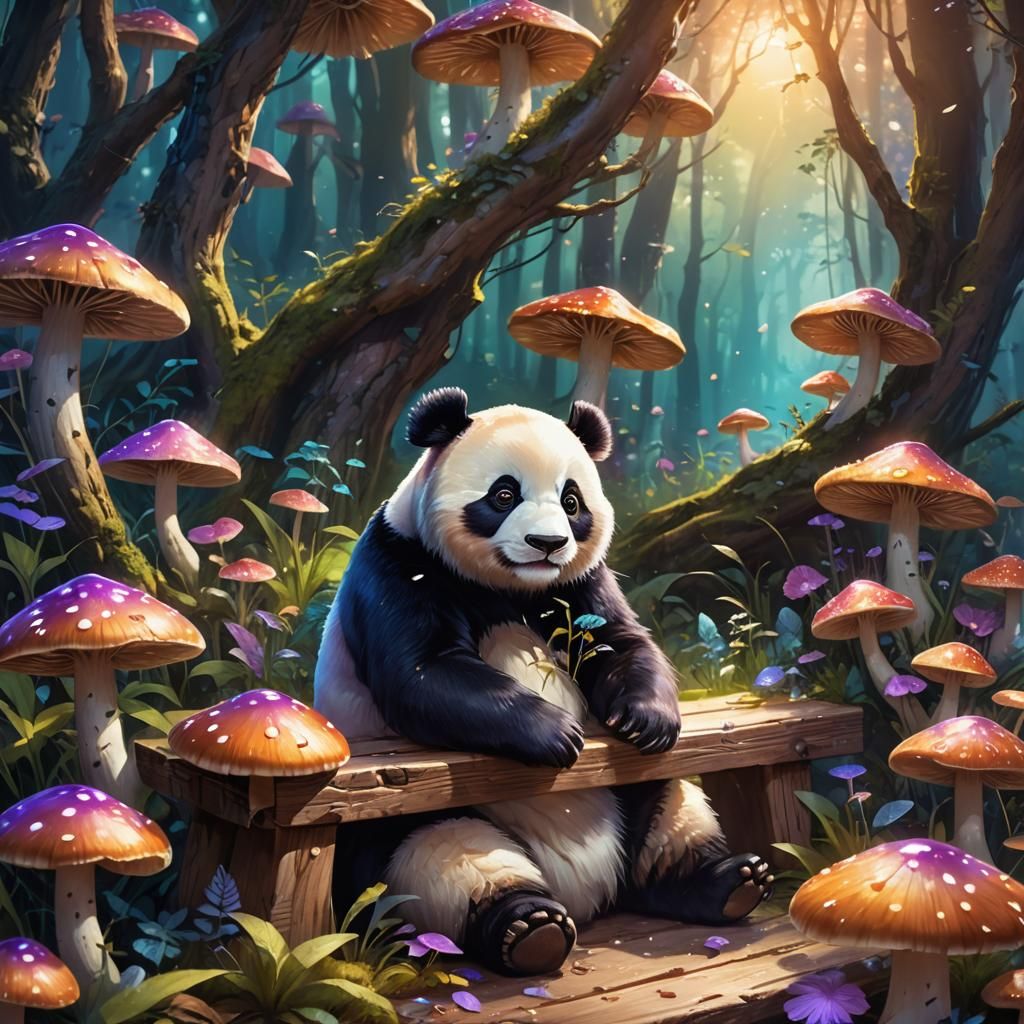 Panda in Mystical Forest Concept Art