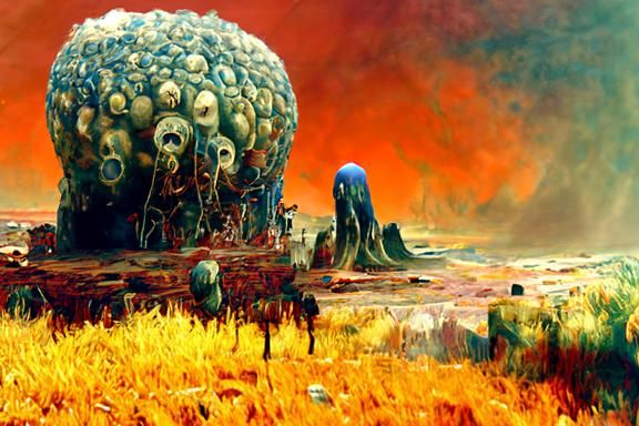Oozing Radiation in Retrofuturist Biopunk Landscape