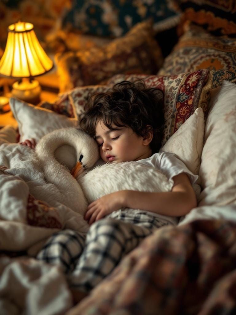 Child Sleeping Peacefully in Iranian Bed