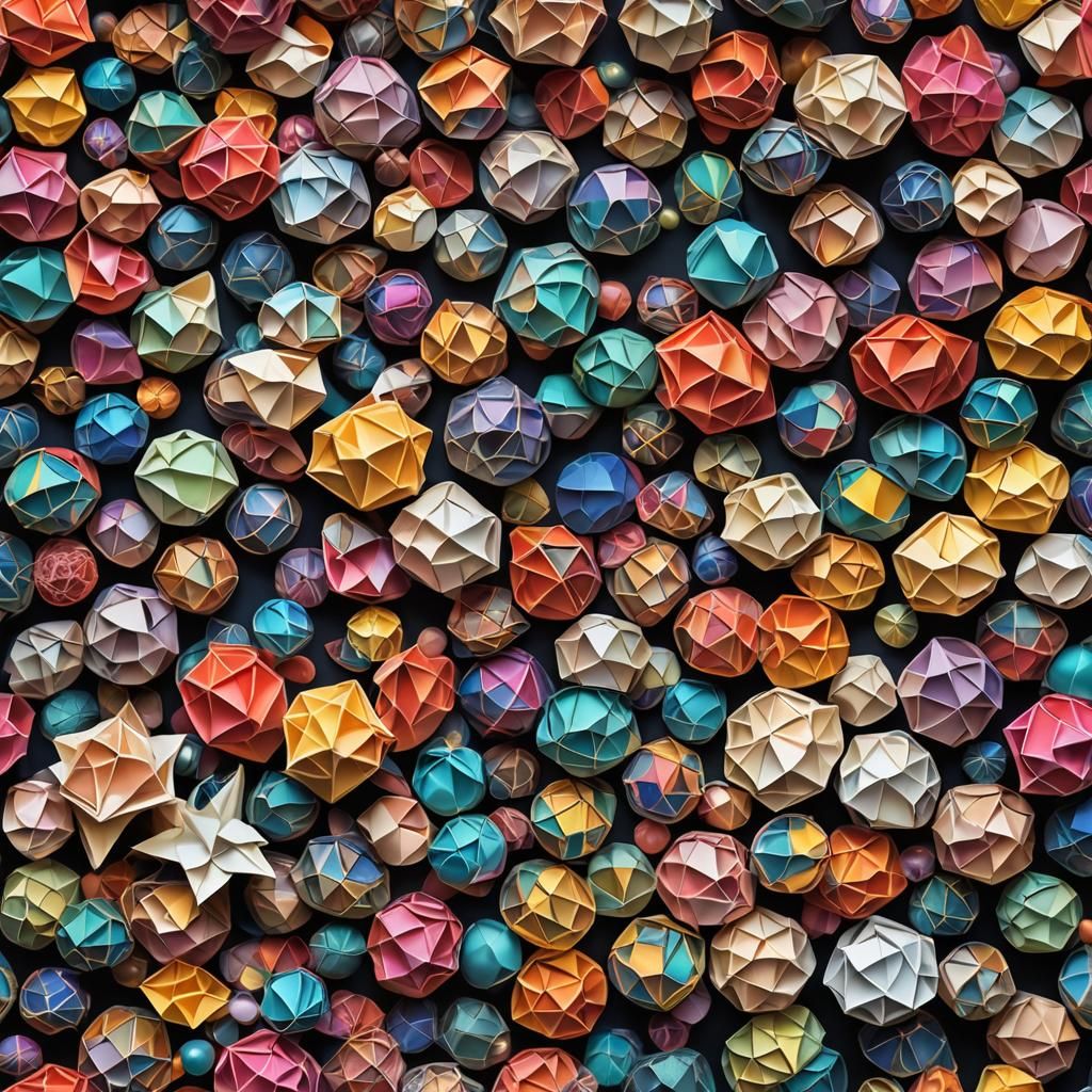 Stained Glass Planet in Origami Art Style