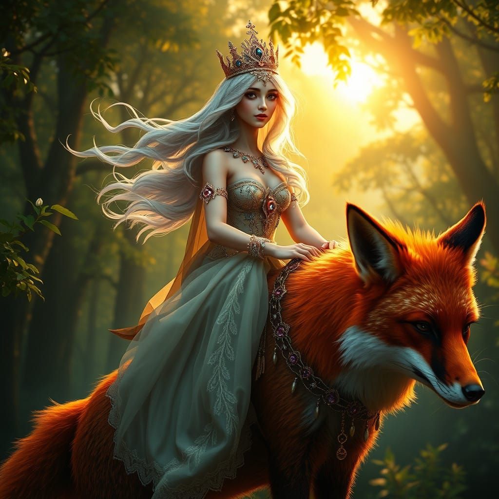 Regal Silver Thistle Flower Princess Rides Majestically on F...