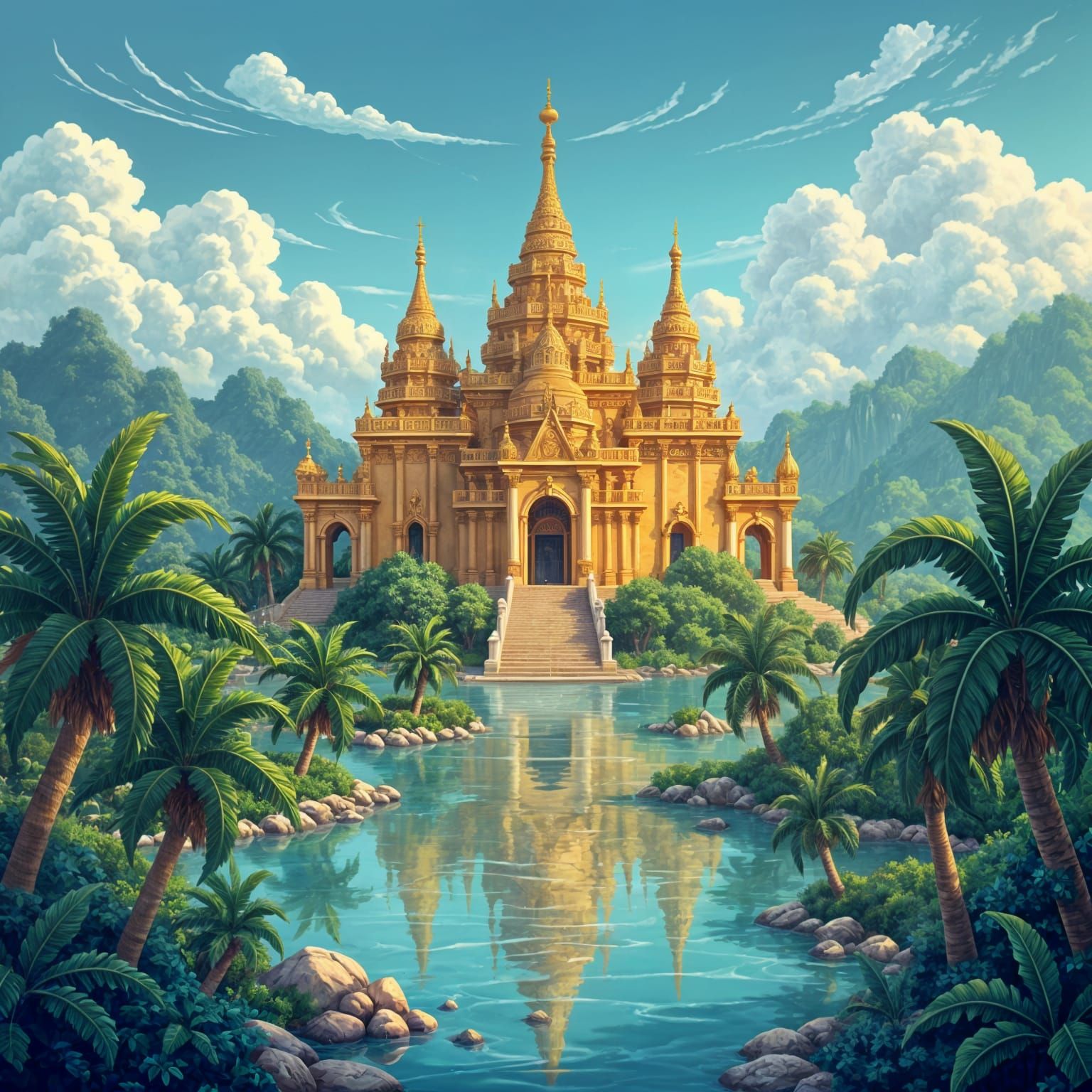 Golden Pillars in Distant Pixel Land