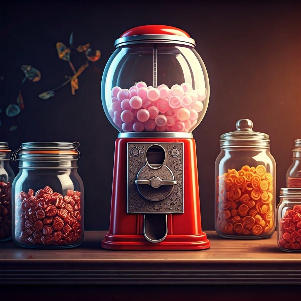 Retro-Style Bubblegum Machine in a Vintage Diner Aesthetic
