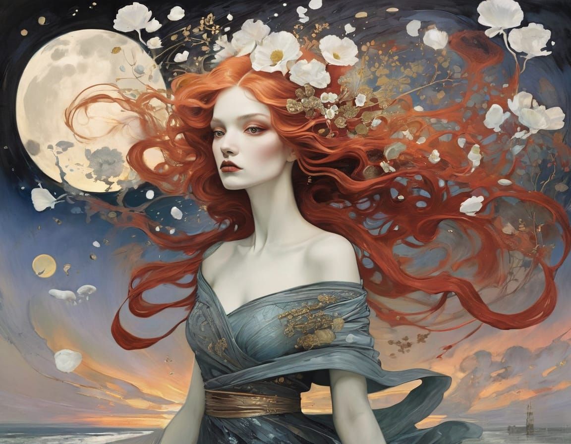 Ethereal Portrait in Mixed Artistic Styles