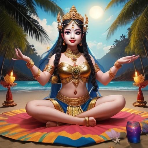 Apsara Dancing on Beach at Night