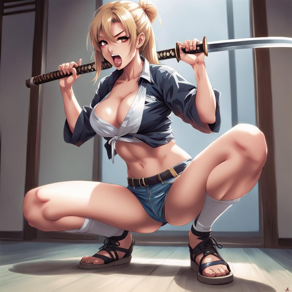 Anime Style Woman with Katana