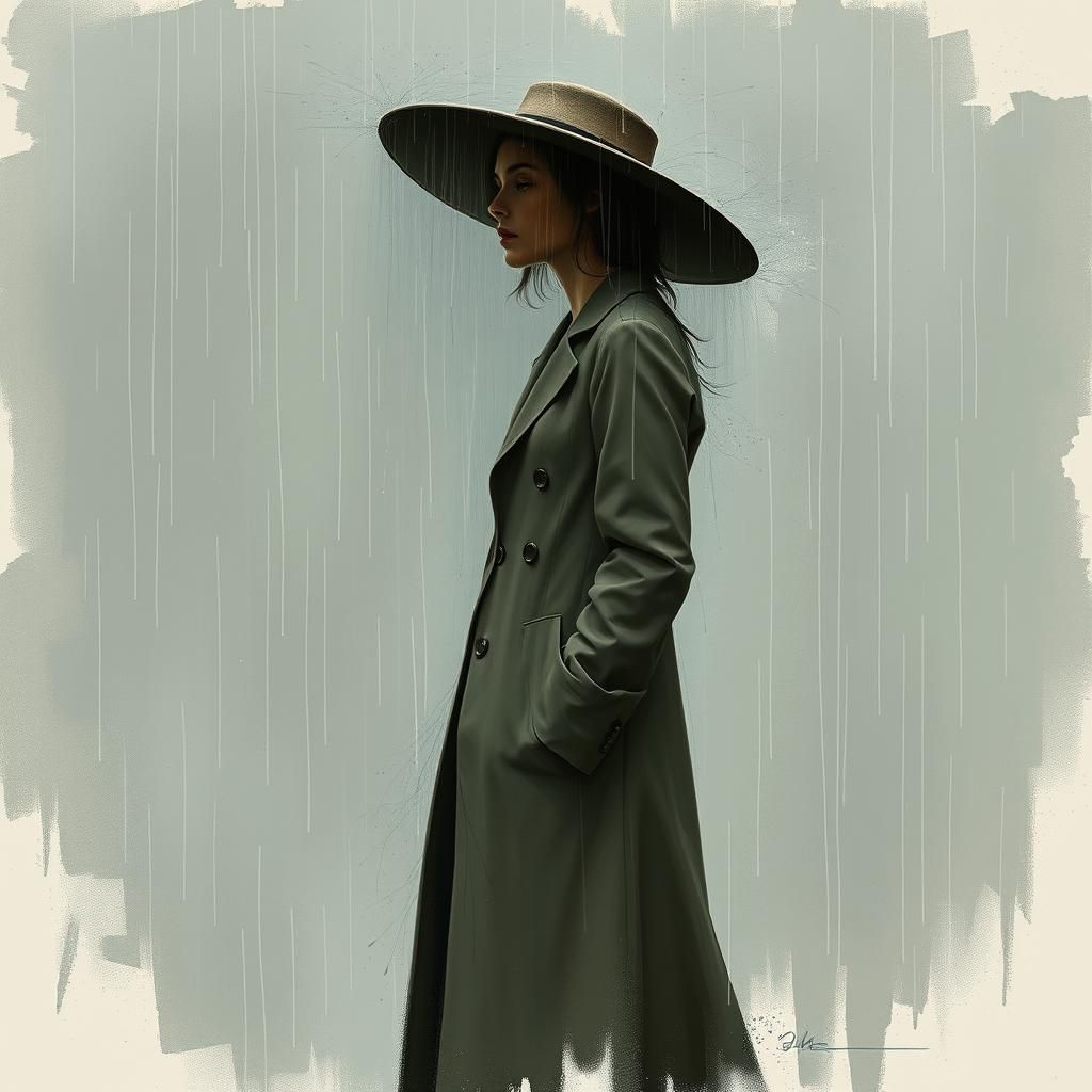 Contemplative Woman in Rainy Ash Thorp Style