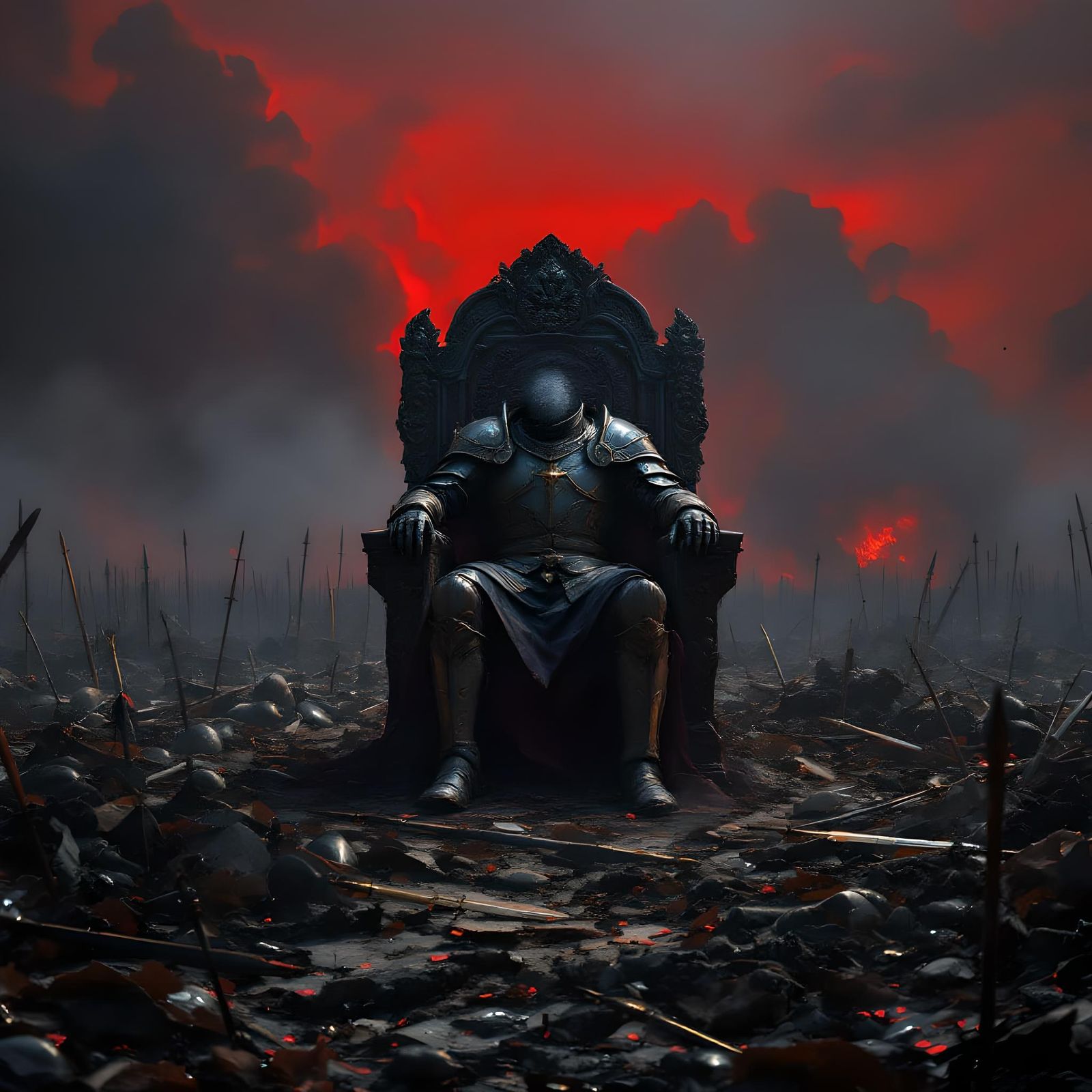 Headless Knight on Battlefield: Matte Painting in 8K