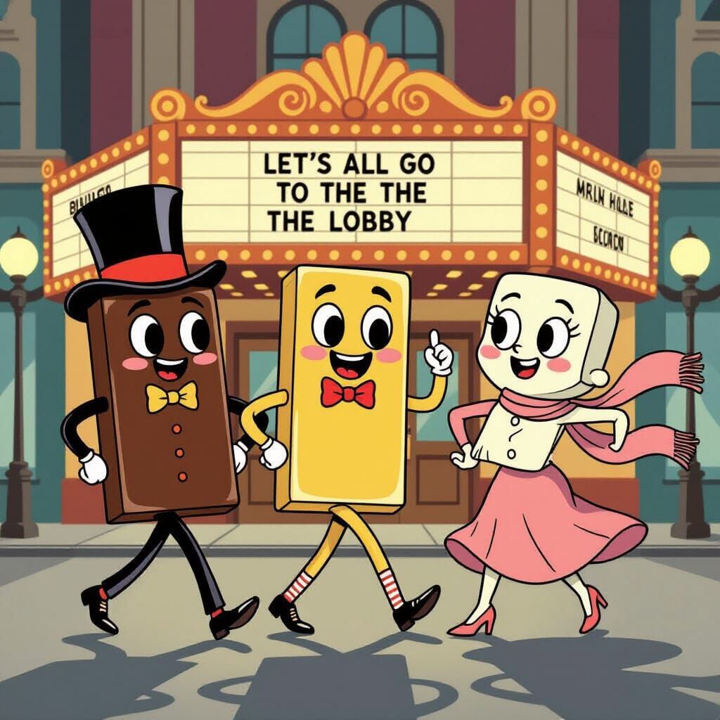Dancing Chocolate Bars in Rubber Hose Animation Style