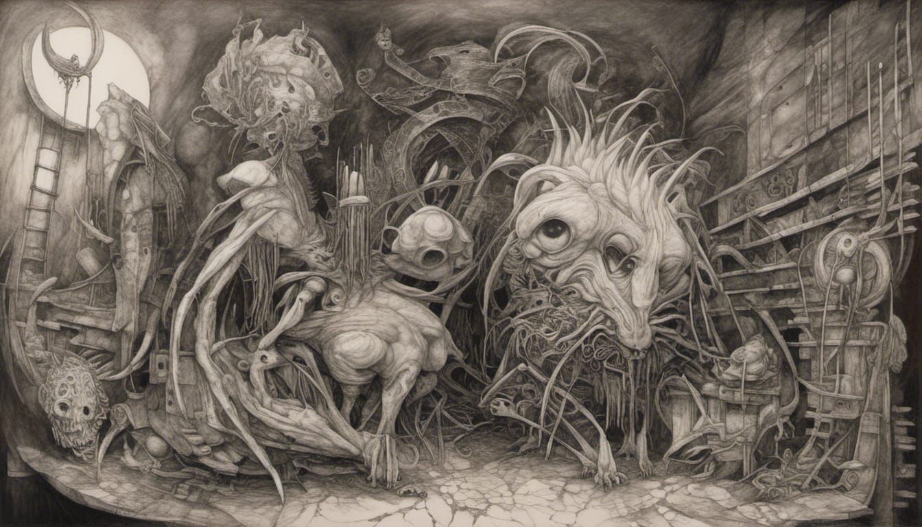 Steampunk Monster in Bogomil World, Surrealist Art