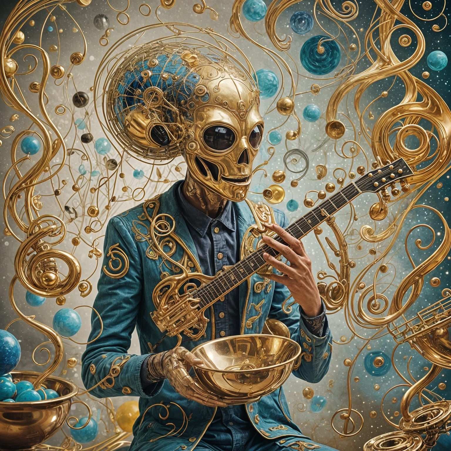 Surreal Alien Landscape with Empty Bowl