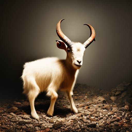 Devil Goat Portrait in Fire Pit, Professional Photography