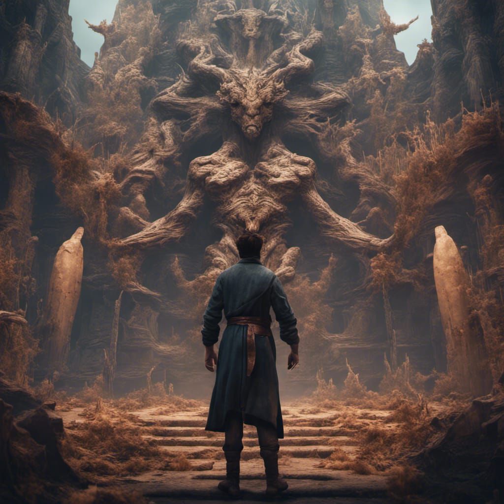 Person with Large Hands: Detailed Digital Art