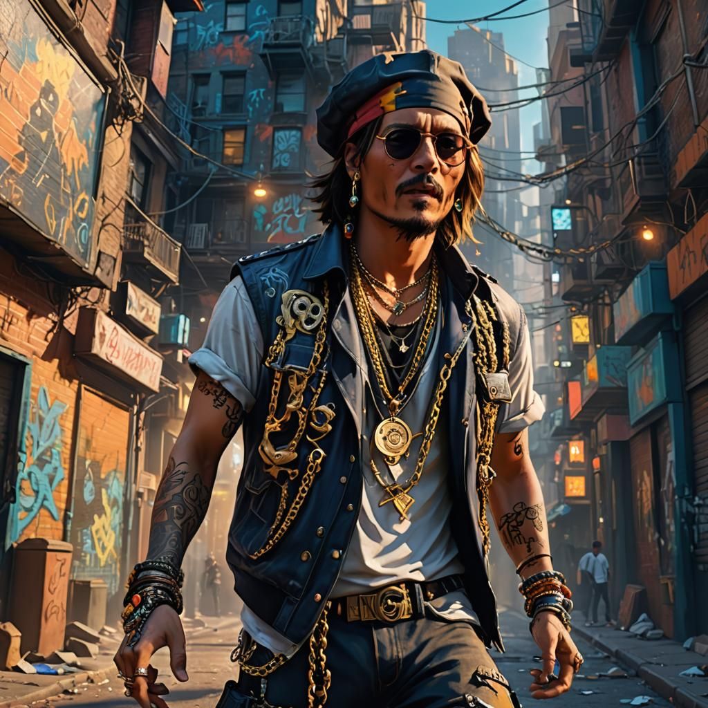 Johnny Depp Rapper Concept Art in Pop Art Style