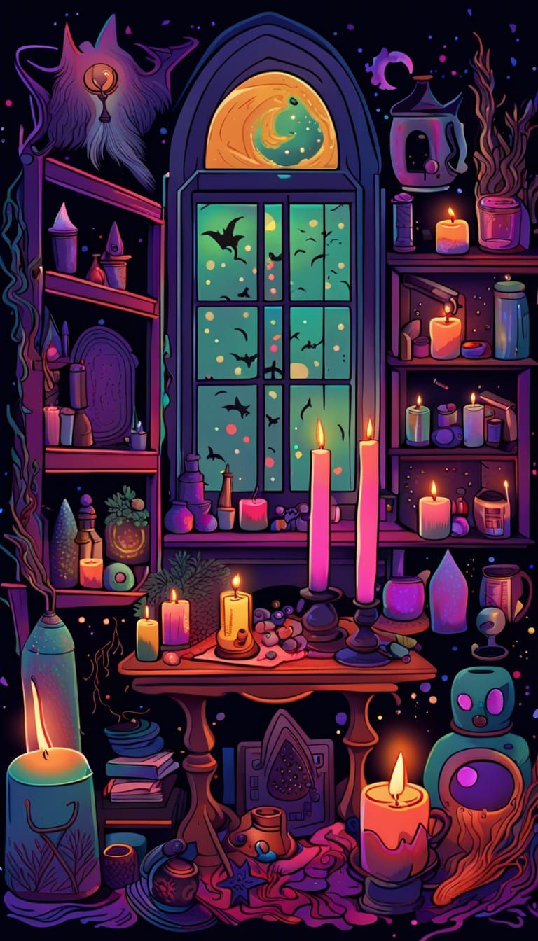 Witchy Iconography in Maximalist Digital Illustration