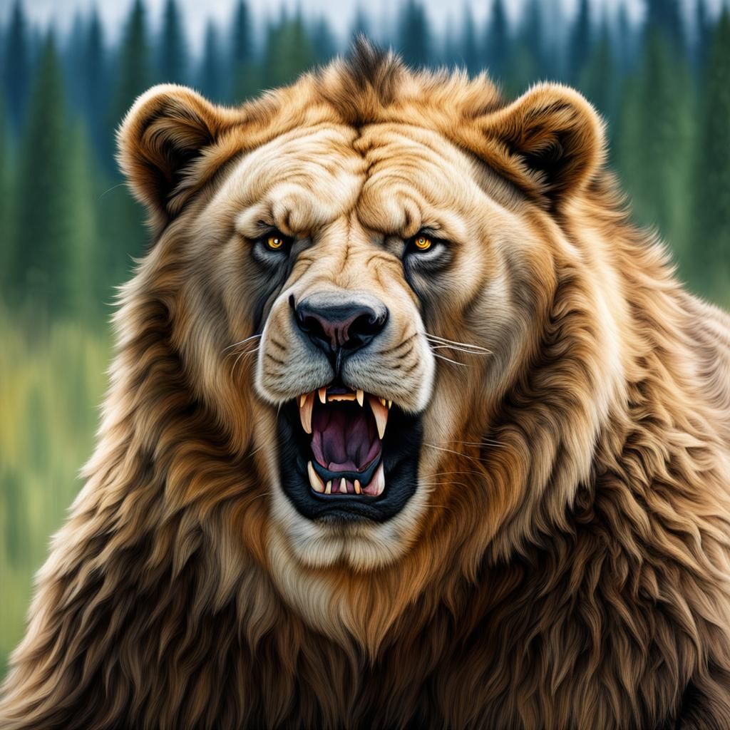 Angry Bear-Lion Hybrid Creature