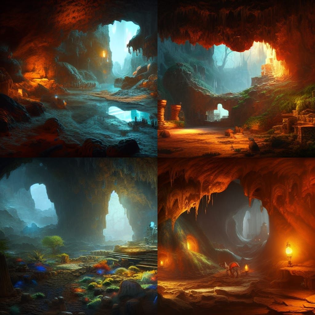 Treasure Hunt in a Secret Cave: Matte Painting