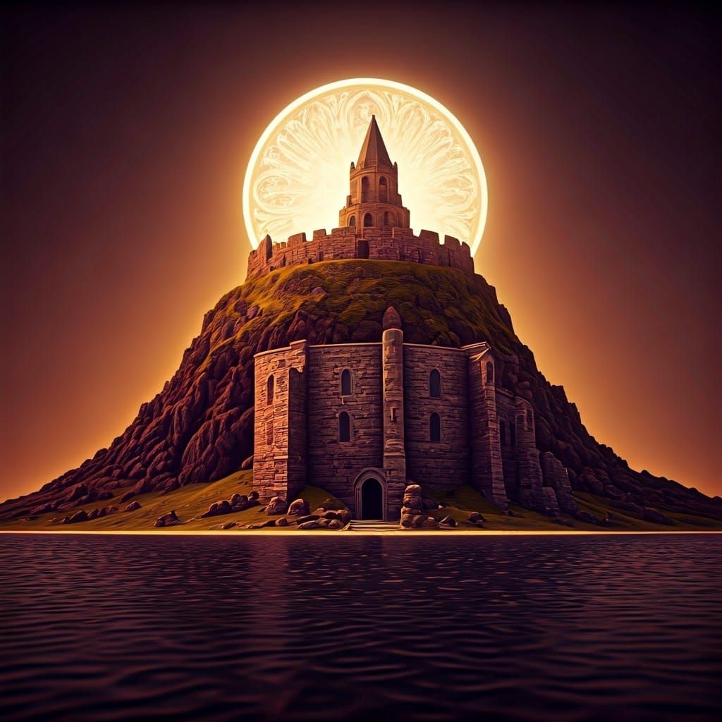 Lindisfarne, Northumberland in Art Nouveau Style