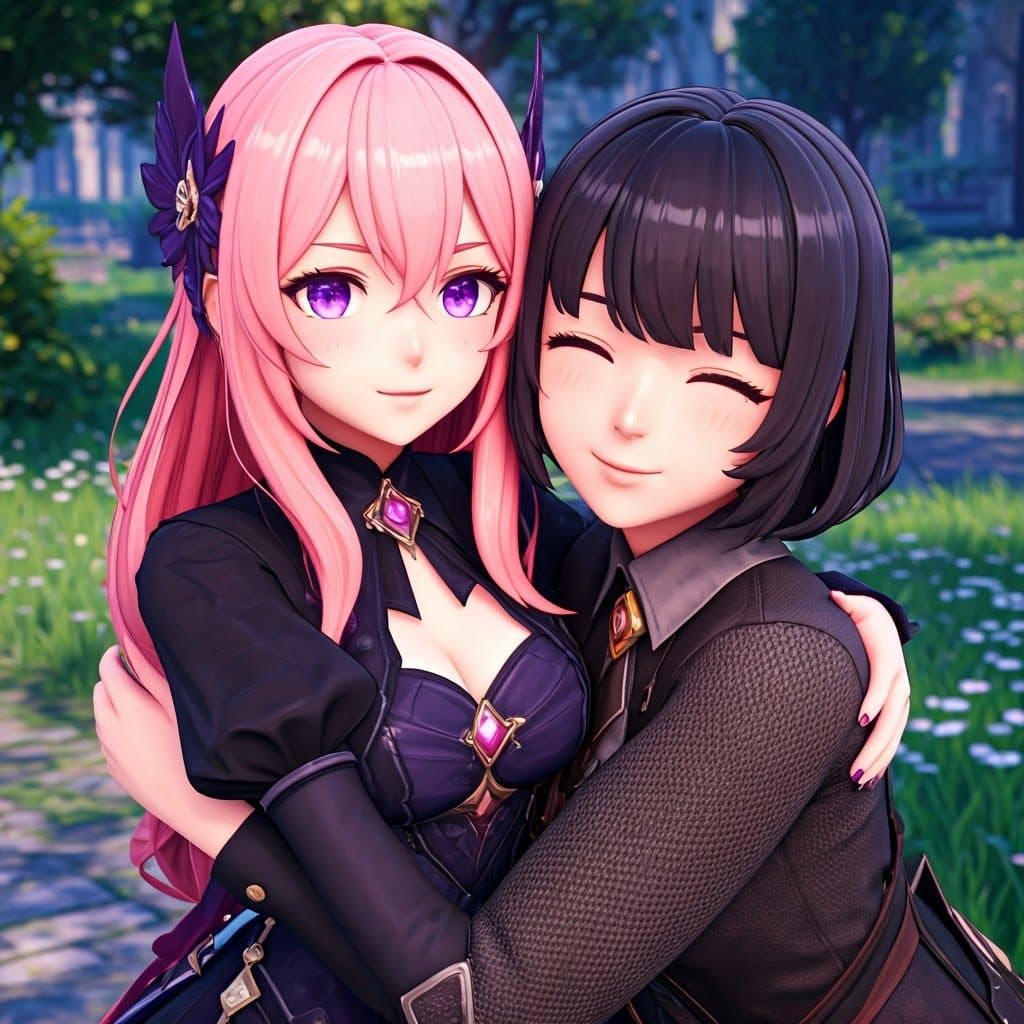 Gothic Goddesses Share a Heartwarming Moment in the Park