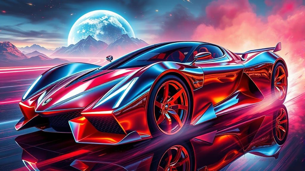 Liquid Metal Hypercar in Crystalpunk Style