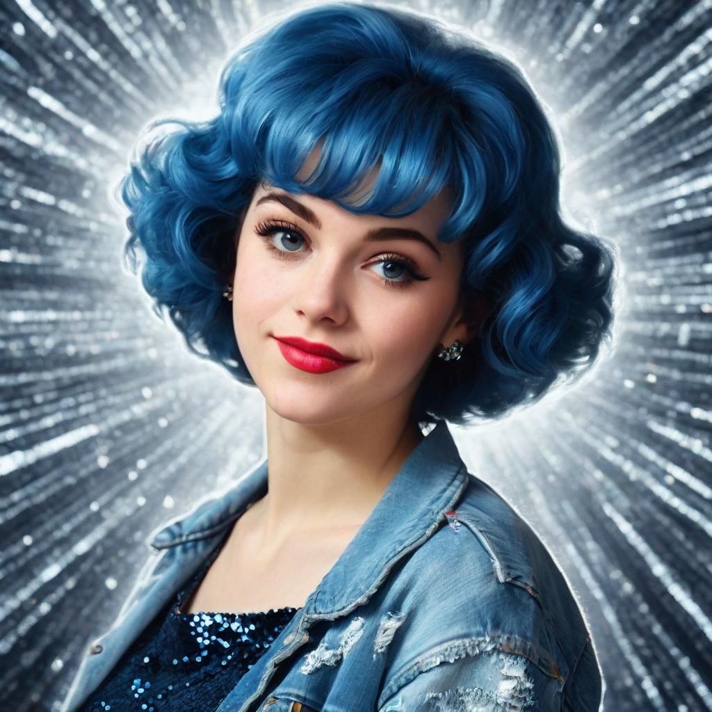 Retro Starlet in Sequin Top with Mischievous Smile