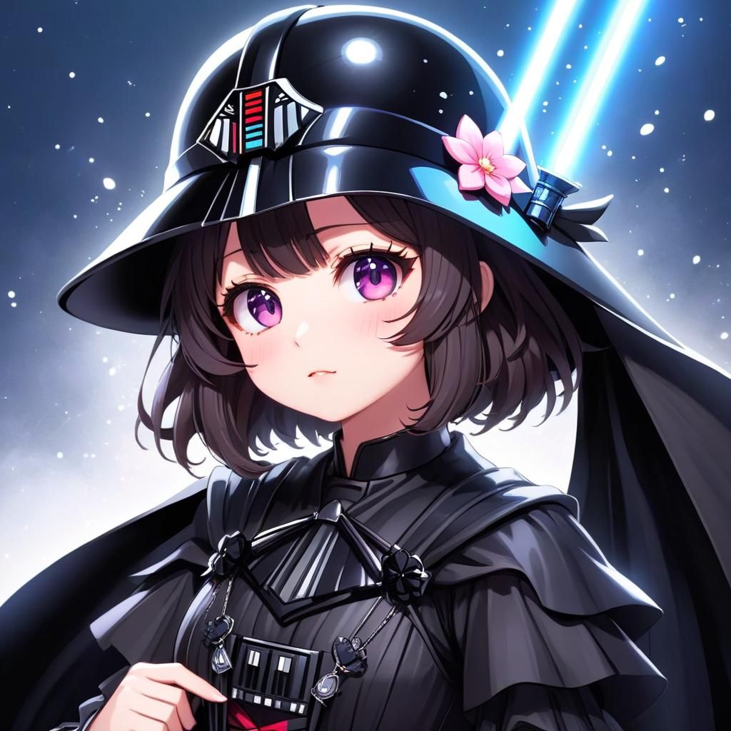 Anime style Darth Vader reimagined  as a cute magical girl