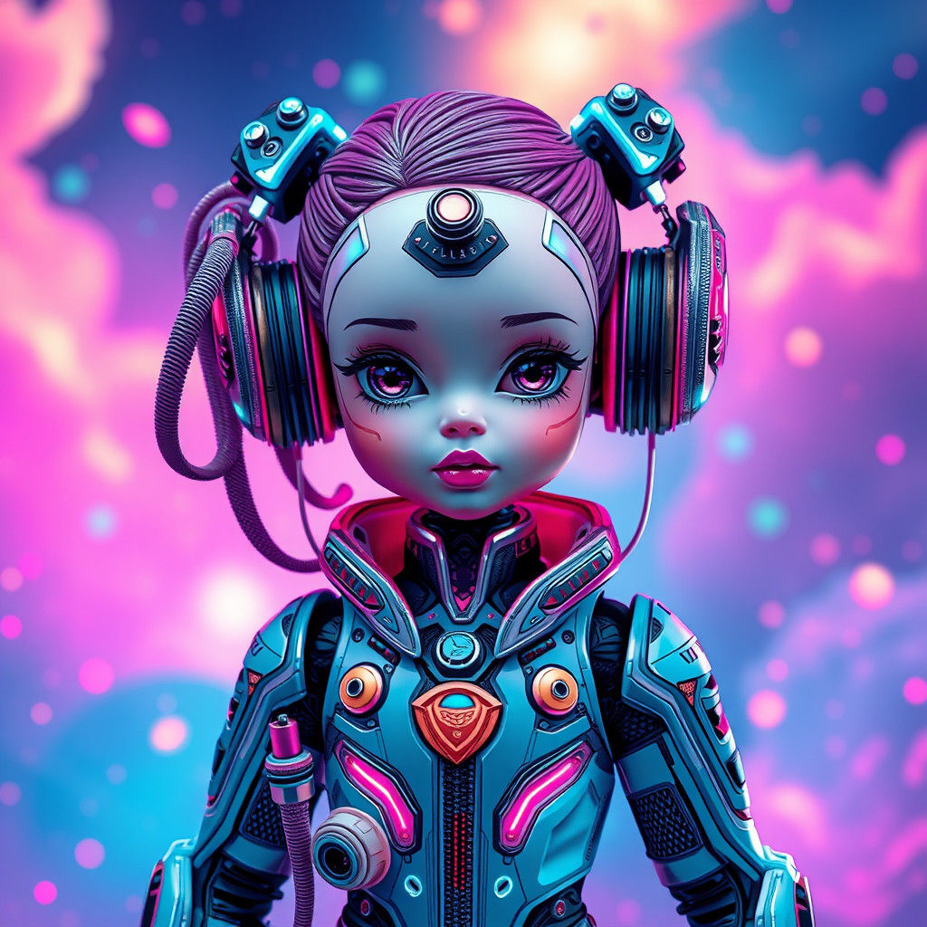Futuristic High-Tech Doll with Interchangeable Outfits