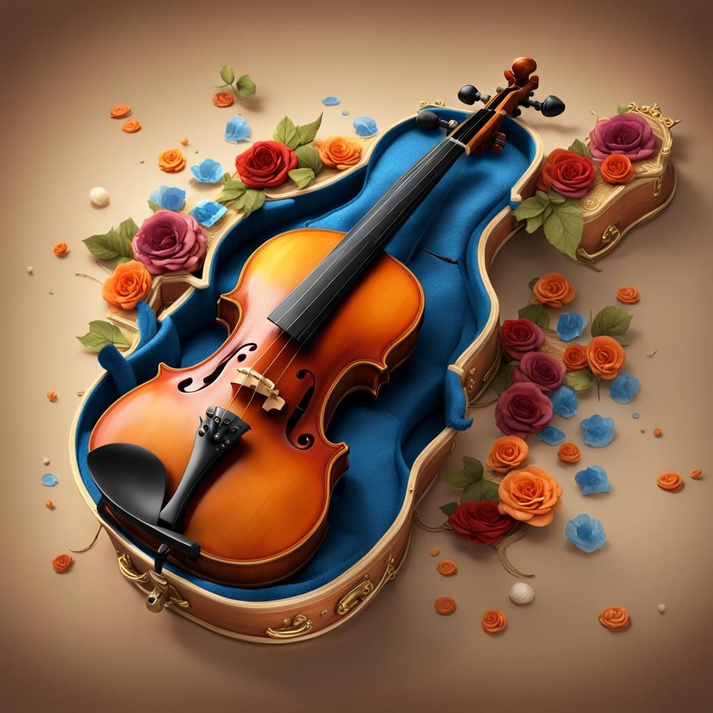 Cartoon Violin with Googly Eyes and Plush Limbs