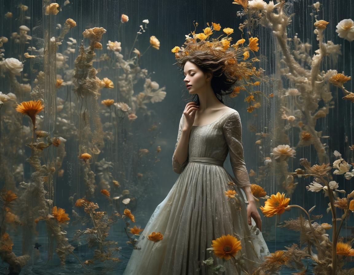 Underwater Fashion Model in Surreal 3D Style