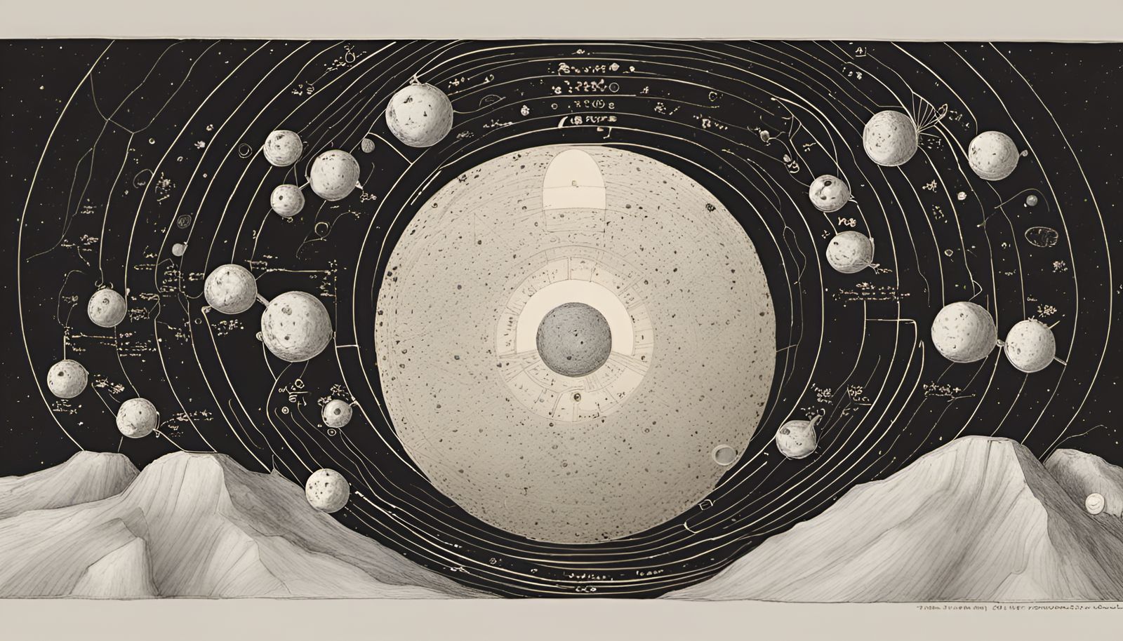 Cheesy Moon Schematic Drawing with Ley Lines