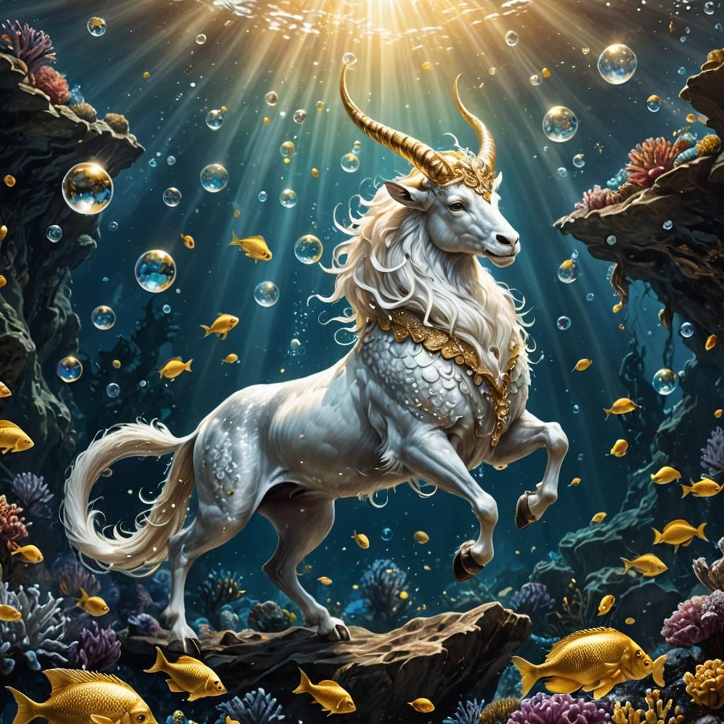 Mythical Capricorn in Underwater Kingdom