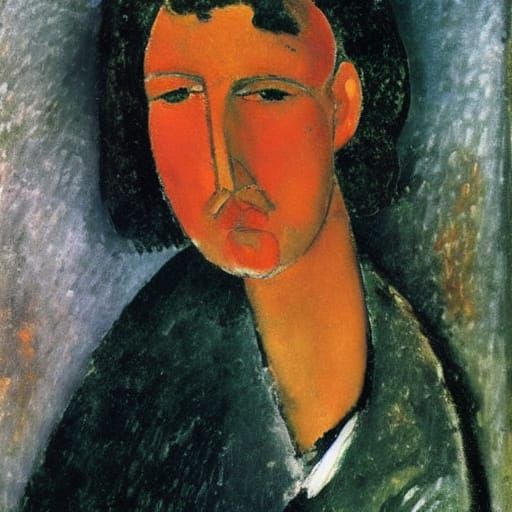 Expressionist Portrait Reminiscent of Modigliani and Soutine