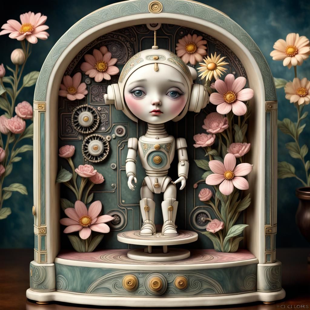 Art Deco Automaton in Porcelain Dream Flower