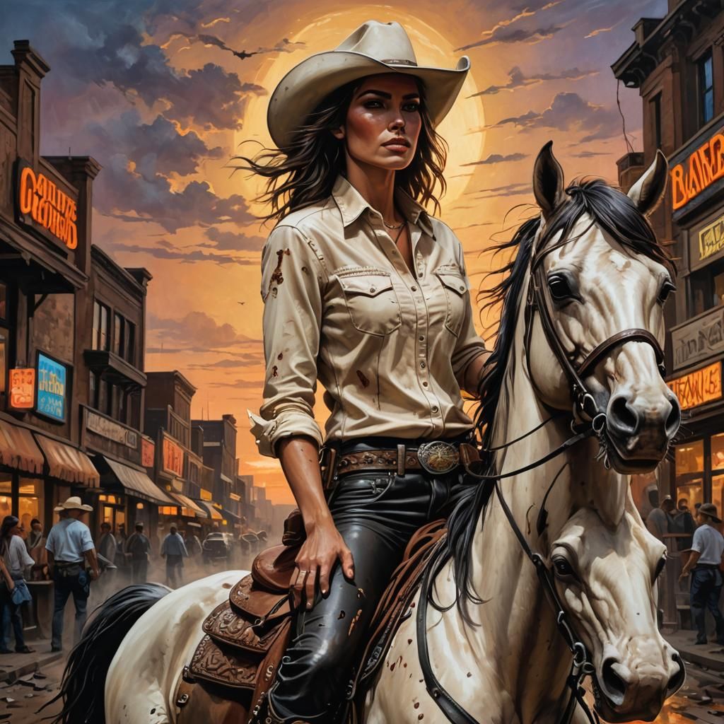 Gritty Cowgirl Rides into the Sunset