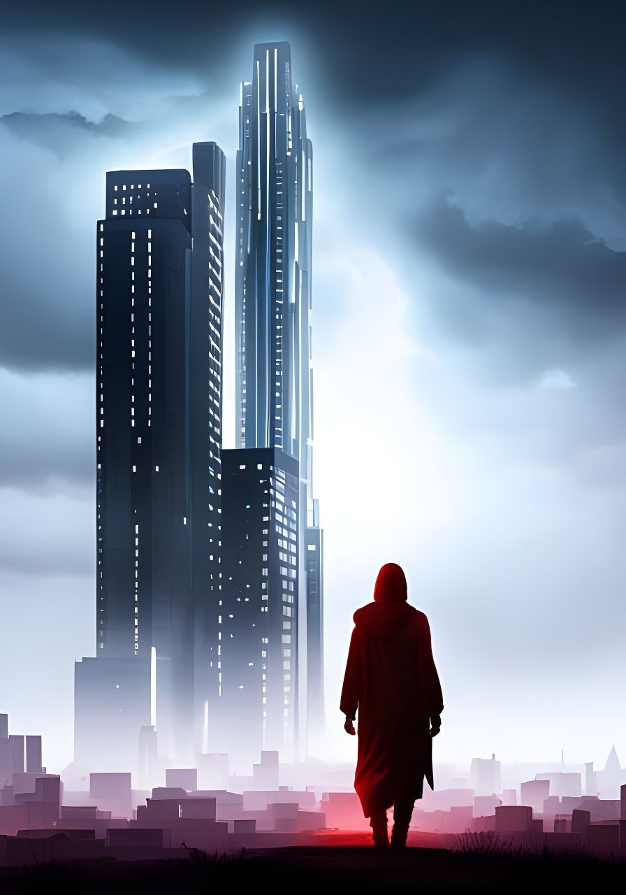 Neon Mirage: Desert Cityscape in Digital Art Style