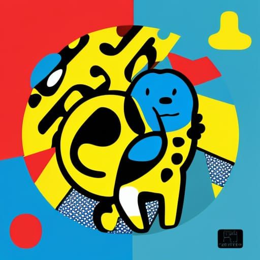 Snoopy in a Vibrant Bauhaus-Inspired Digital Painting