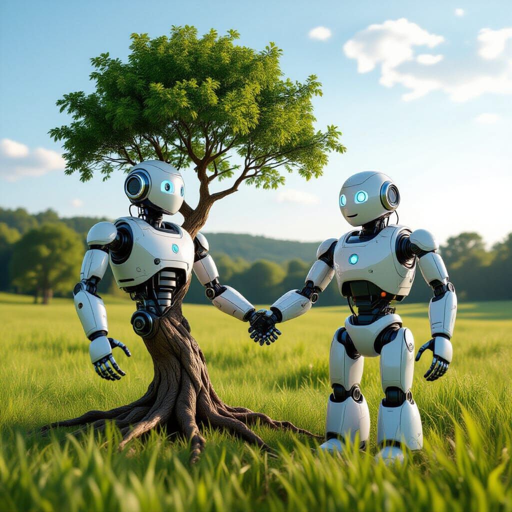 AI Image: Robot and Tree