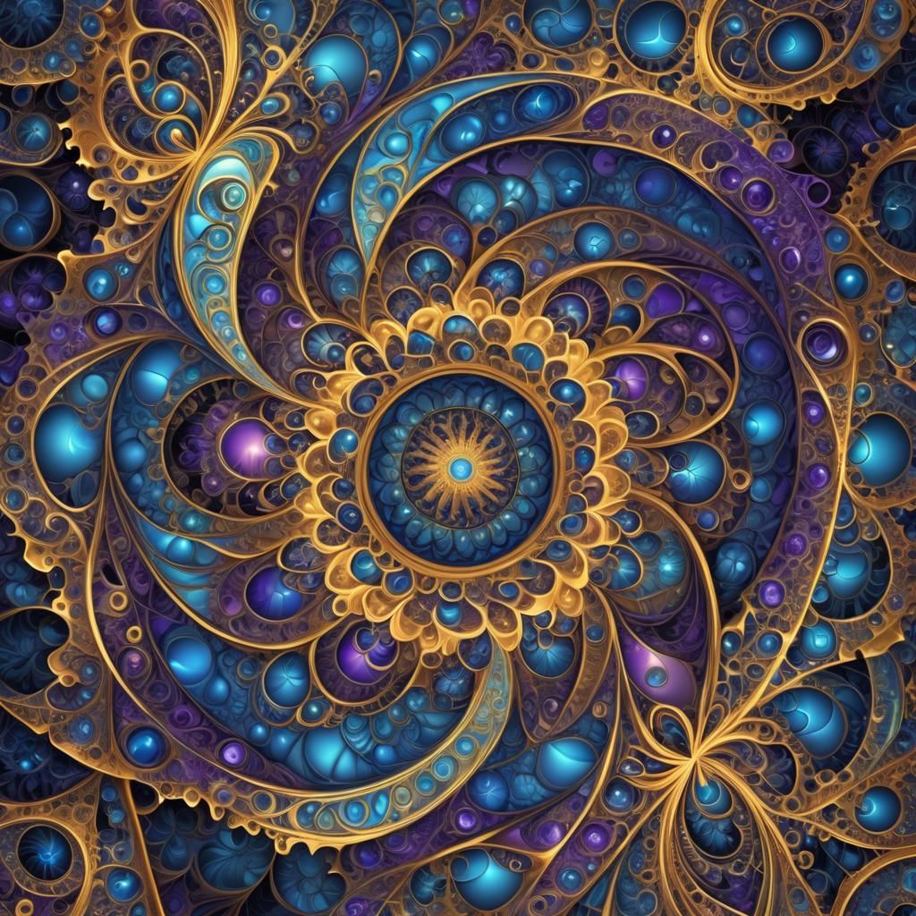 Abstract Fractal Vortex with Geometric Patterns