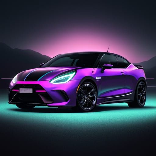 Cinematic Masterpiece: Shimmering Pastel Car in Velvety Dark...