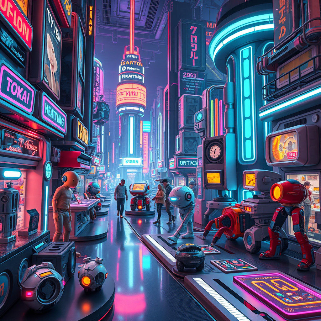 Futuristic Toys in Neon Metropolis